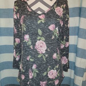 Women's Pink/Black Flower Long Sleeve 3XL